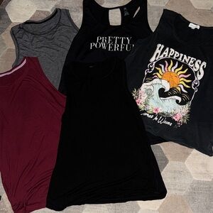 Lot Women's All in Motion Grace & Lace Graphic and Solid Tank Tops Set sz L